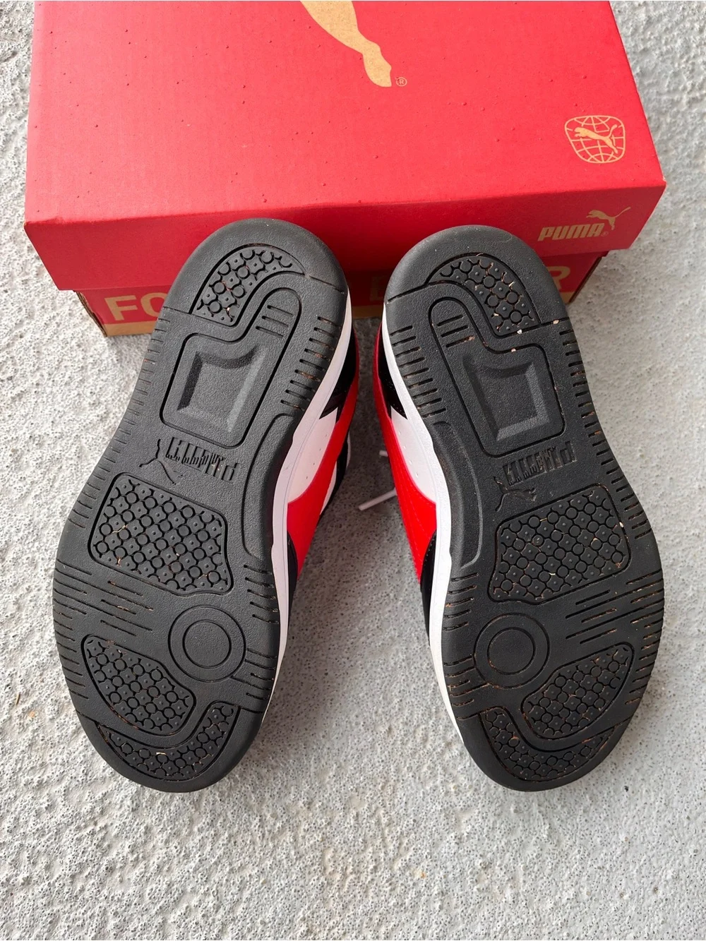 Puma Kids Black, White & Red Low-Top Sneakers